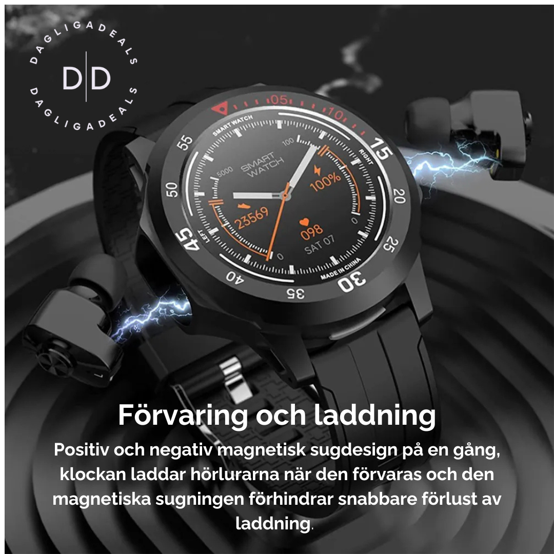 2 in 1 Smart DUO Watch with Earbuds™ | Sport- och Fitnessklocka