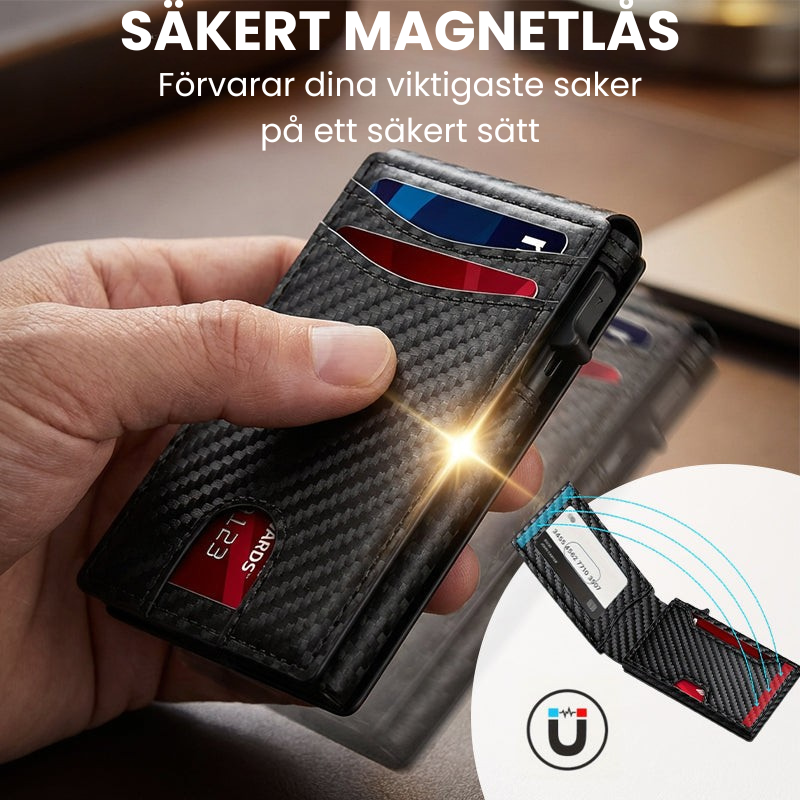 ShieldWallet™ | En smal plånbok som skyddar Och den håller dina uppgifter säkra.