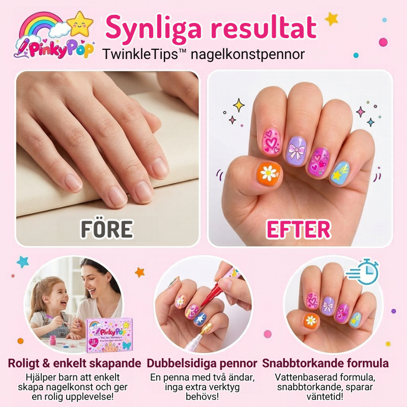 TwinkleTips™ PinkyPop | Nagelkonstpennor hon kan använda själv