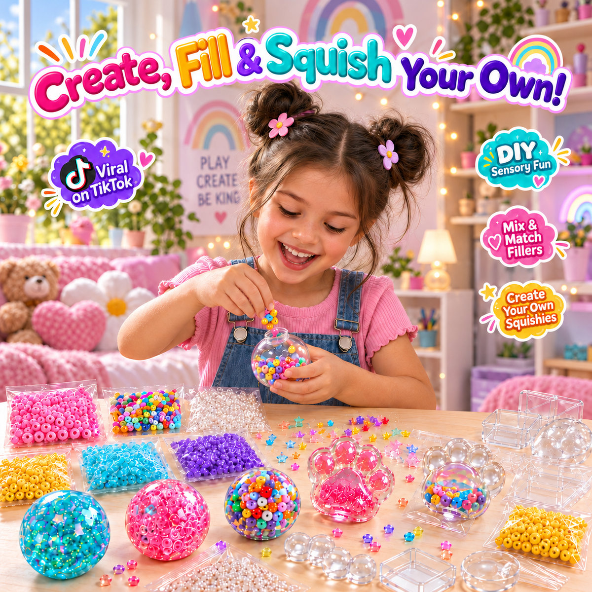 SquishyBall™️ Kit - Det ultimata DIY-kitet med squishies för barn – mindre skärmtid, mer kreativitet!