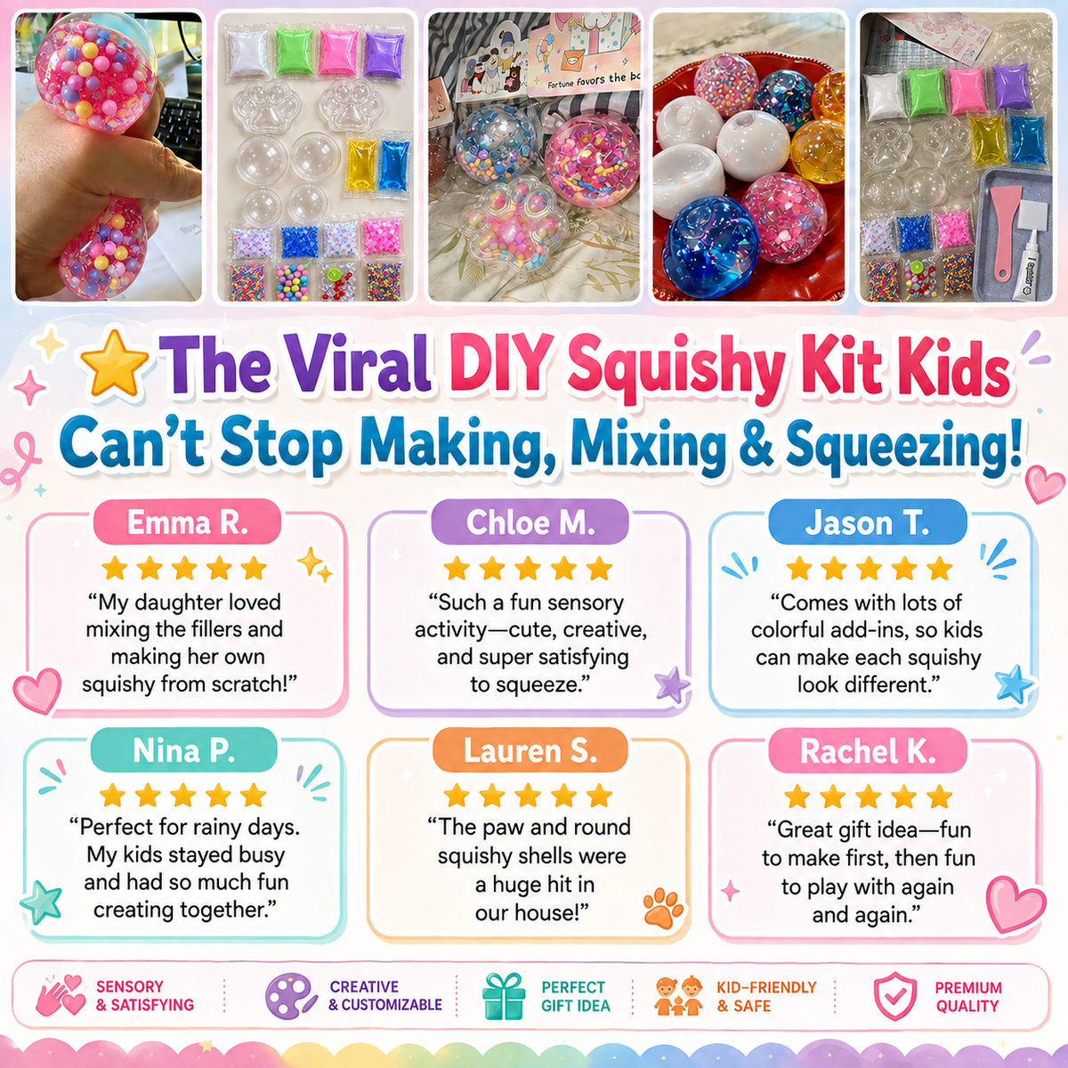 SquishyBall™️ Kit - Det ultimata DIY-kitet med squishies för barn – mindre skärmtid, mer kreativitet!