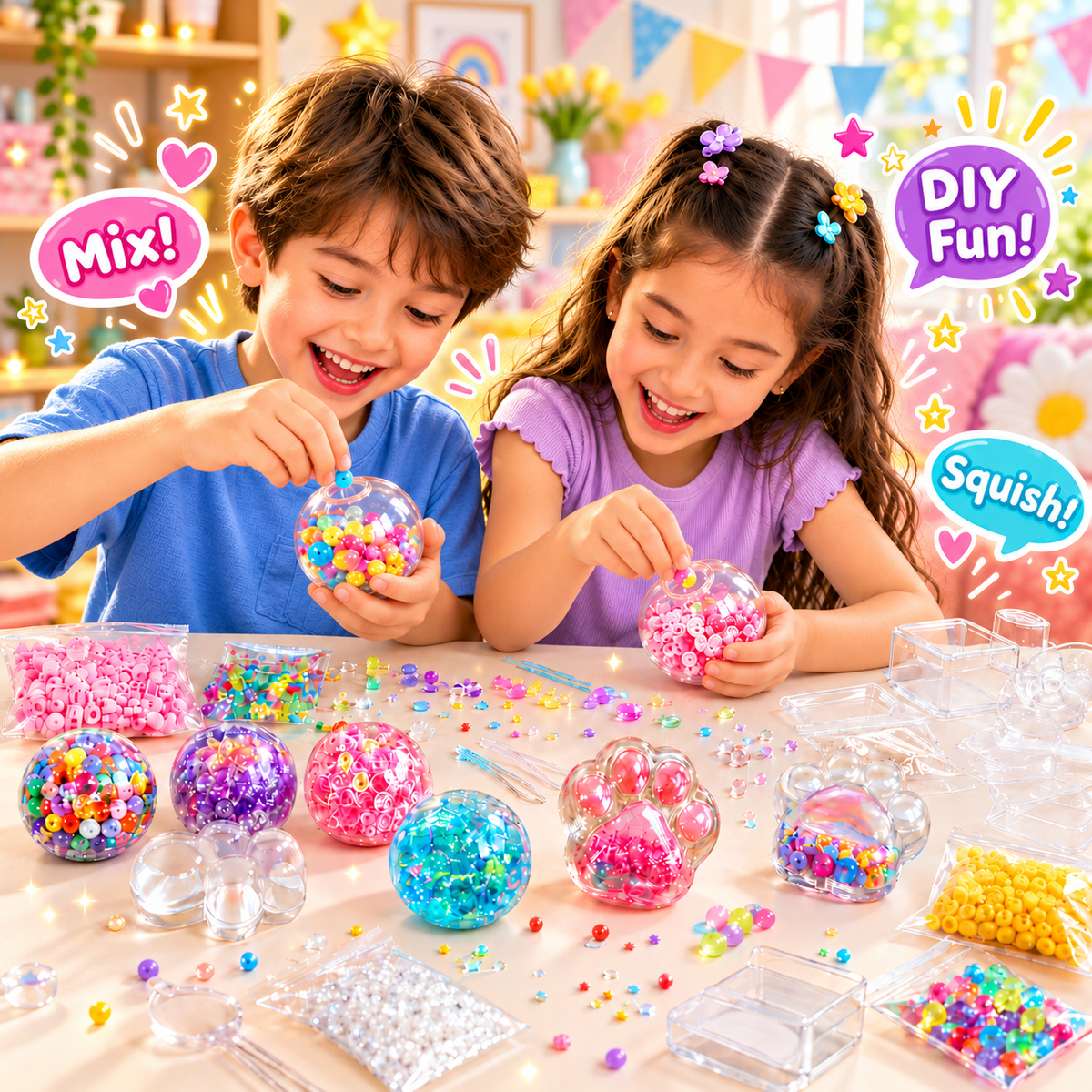SquishyBall™️ Kit - Det ultimata DIY-kitet med squishies för barn – mindre skärmtid, mer kreativitet!