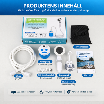 AquaGo™ | Bärbar Vattendusch: Komplett Kit med Slang & Munstycken