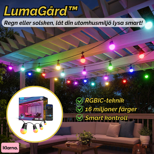 LumaGård™ | Regn eller solsken, låt din utomhusmiljö lysa smart!